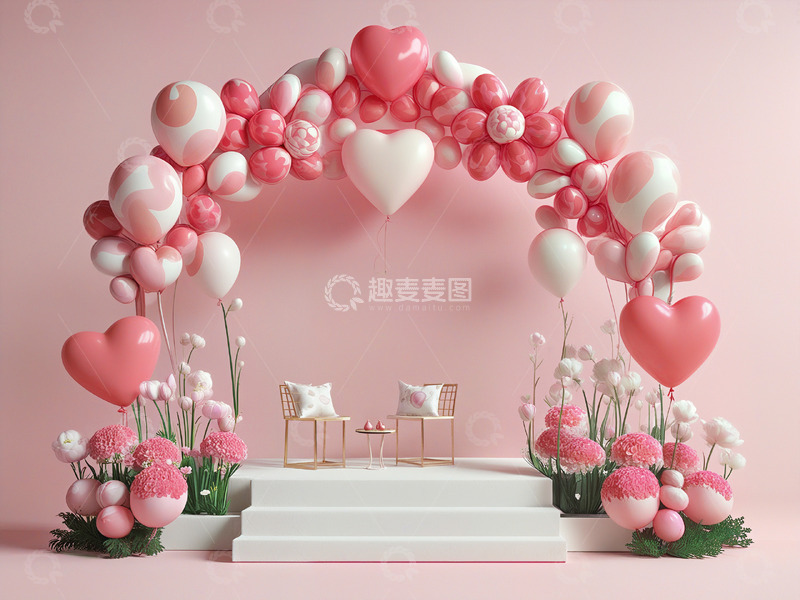 高清大图下载【趣麦麦图】情人节浪漫场景布置美陈设计12