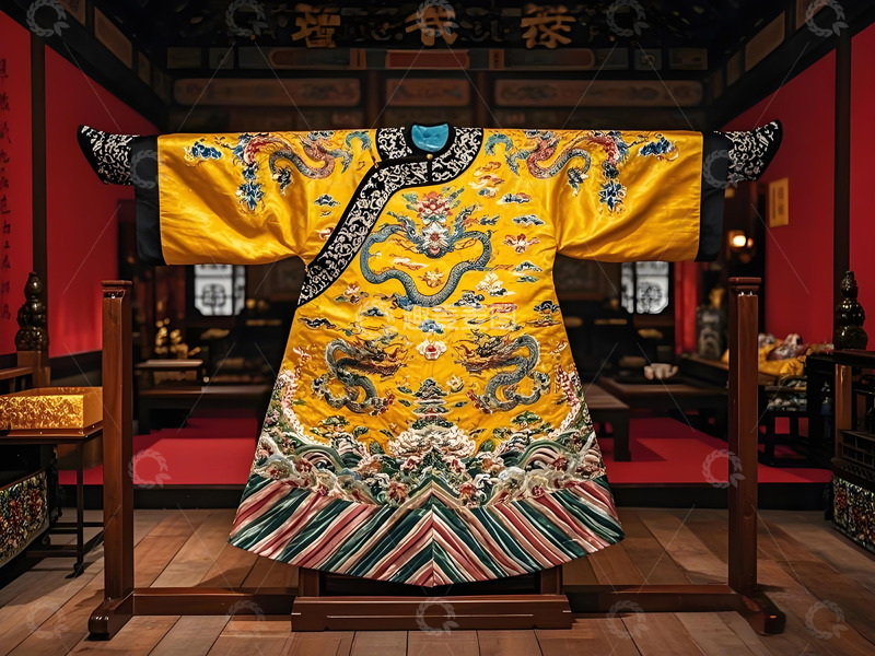 高清大图下载【趣麦麦图】文物古董刺绣龙袍摄影图