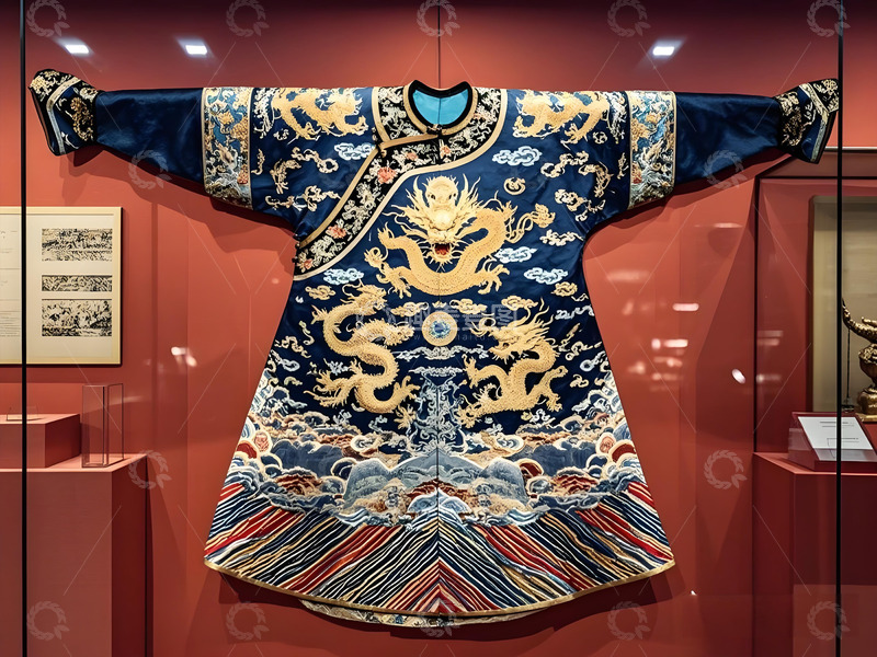 高清大图下载【趣麦麦图】文物古董蓝色龙袍摄影图