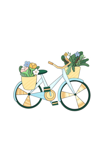 自行车扁平插画
