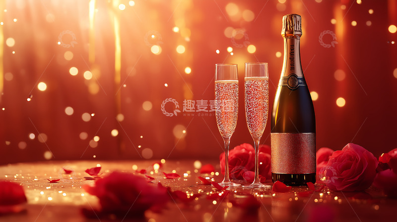 高清大图下载【趣麦麦图】情人节香槟玫瑰1