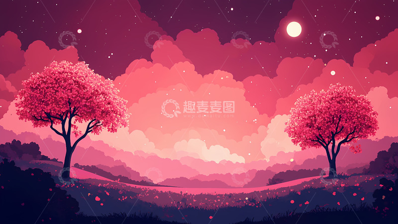 高清大图下载【趣麦麦图】粉色情人节插画背景图2