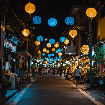 街景 晚景 灯笼 节日 氛围 新春 元宵
