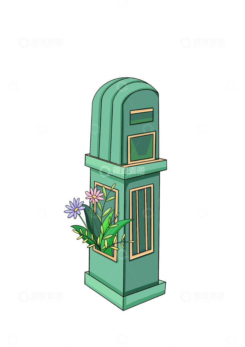 源文件下载【趣麦麦图】邮筒扁平插画