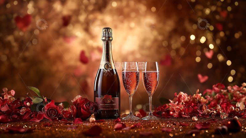 高清大图下载【趣麦麦图】情人节香槟玫瑰3