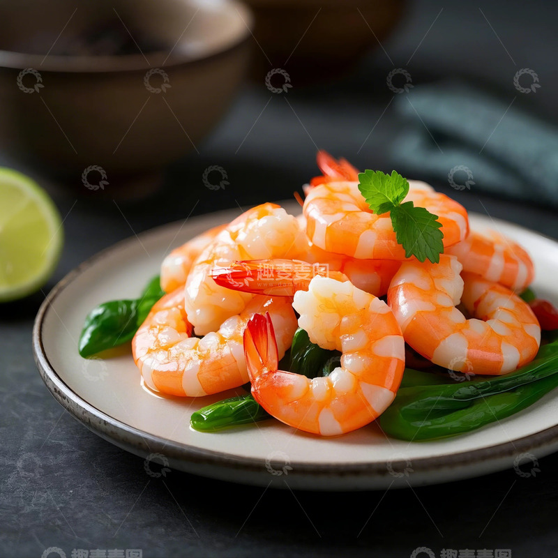 高清大图下载【趣麦麦图】清炒虾尾-海鲜1