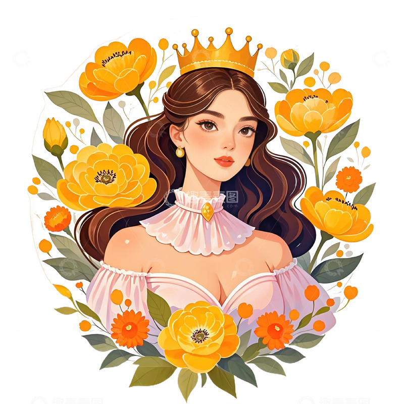 高清大图下载【趣麦麦图】三八女神节女神插画素材