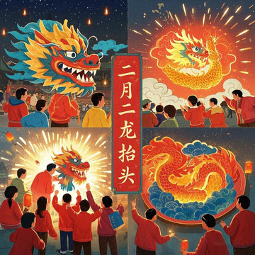 二月二 龙抬头 节日 大促 海报