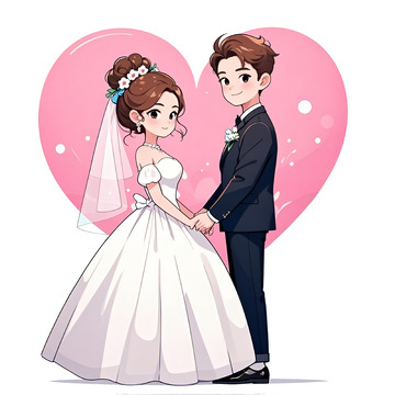 情人节情侣人物卡通插画