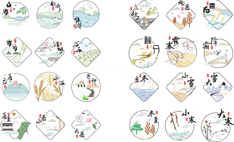 源文件下载【趣麦麦图】二十四节气,原创配图