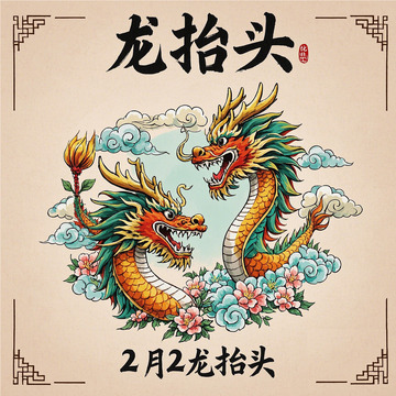 2月2 龙抬头 节日 大促  素材 海报