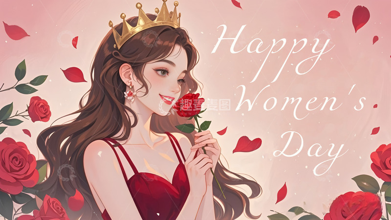 高清大图下载【趣麦麦图】女神节插画背景