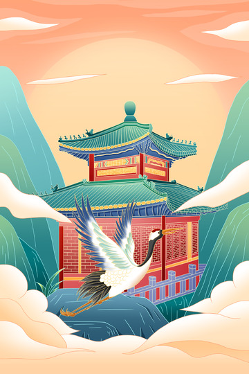 手绘建筑地标颐和园