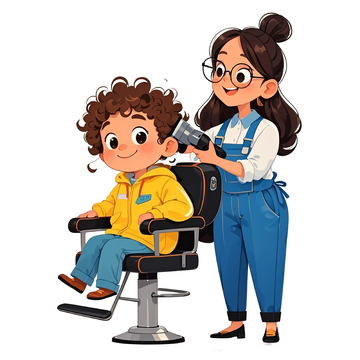 龙抬头理发卡通人物素材