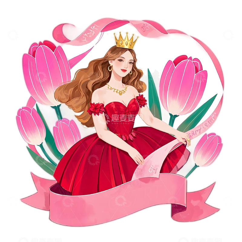 高清大图下载【趣麦麦图】女神节妇女节插画素材