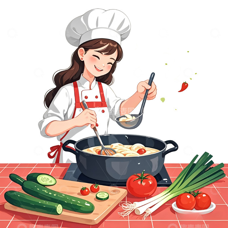 高清大图下载【趣麦麦图】妇女节厨师职业卡通人物素材