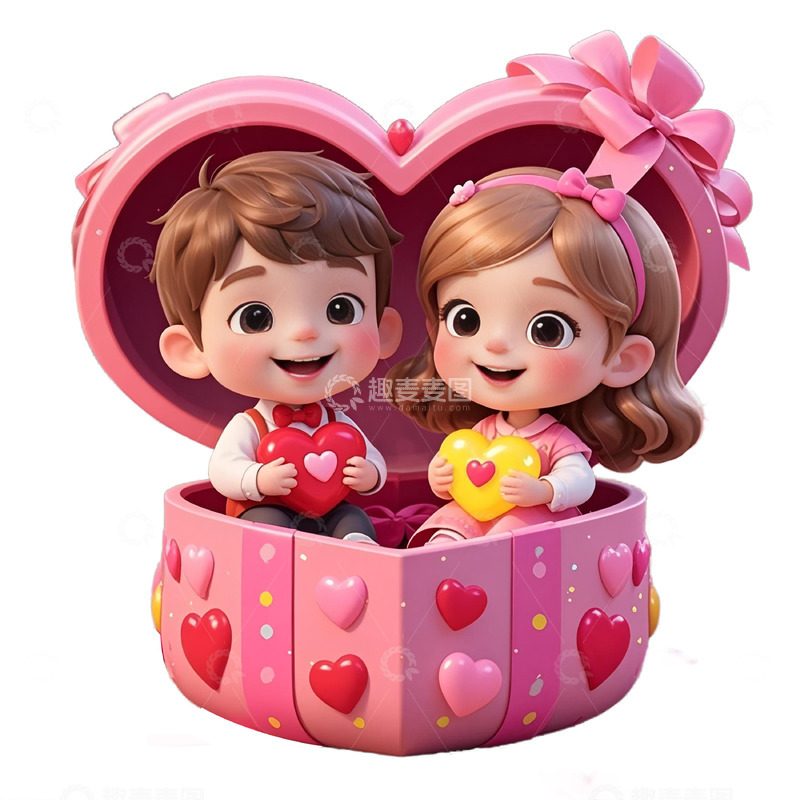 高清大图下载【趣麦麦图】情人节情侣人物卡通插画3