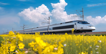 春天田园列车风景摄影