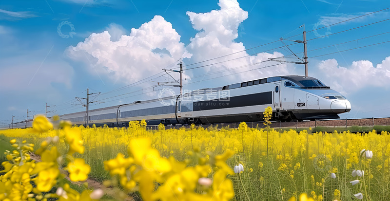 高清大图下载【趣麦麦图】春天田园列车风景摄影