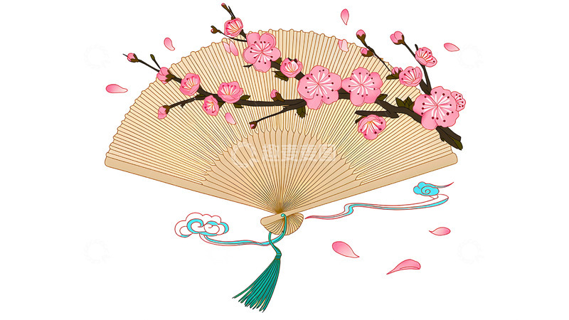 高清大图下载【趣麦麦图】中国风传统文化梅花纸扇3