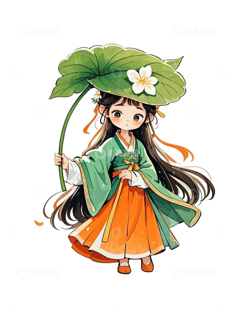 雨水节气卡通人物插画素材