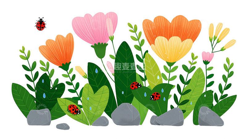 春暖花开绿色小清新植物花草1