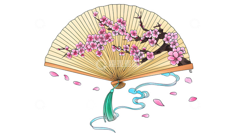 高清大图下载【趣麦麦图】中国风传统文化梅花纸扇1