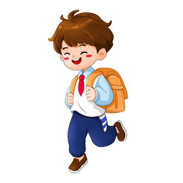 开学季卡通风格奔跑学生人物