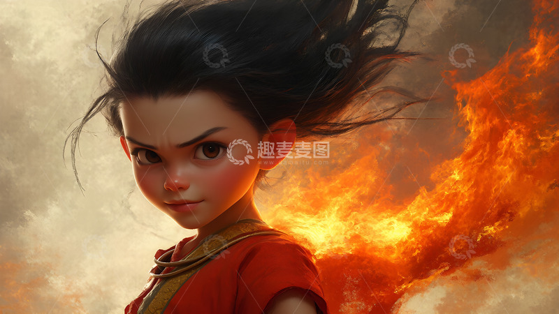 高清大图下载【趣麦麦图】哪吒水墨手绘插画1