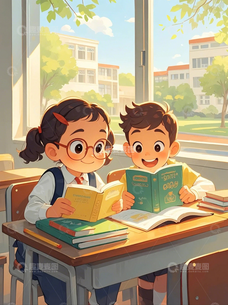 高清大图下载【趣麦麦图】开学了-背景底图