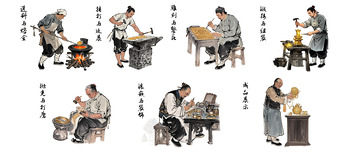 古法黄金饰品制作工艺插画图