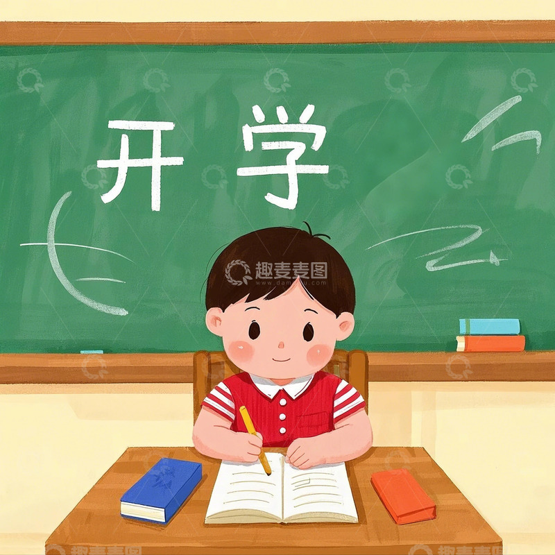 高清大图下载【趣麦麦图】开学了-背景底图9