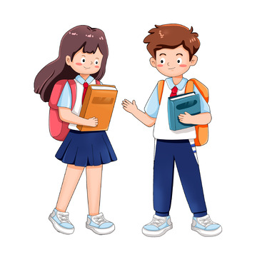 开学季男女学生人物形象