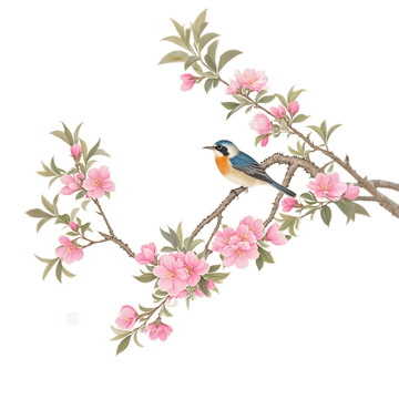 工笔画风格花鸟素材