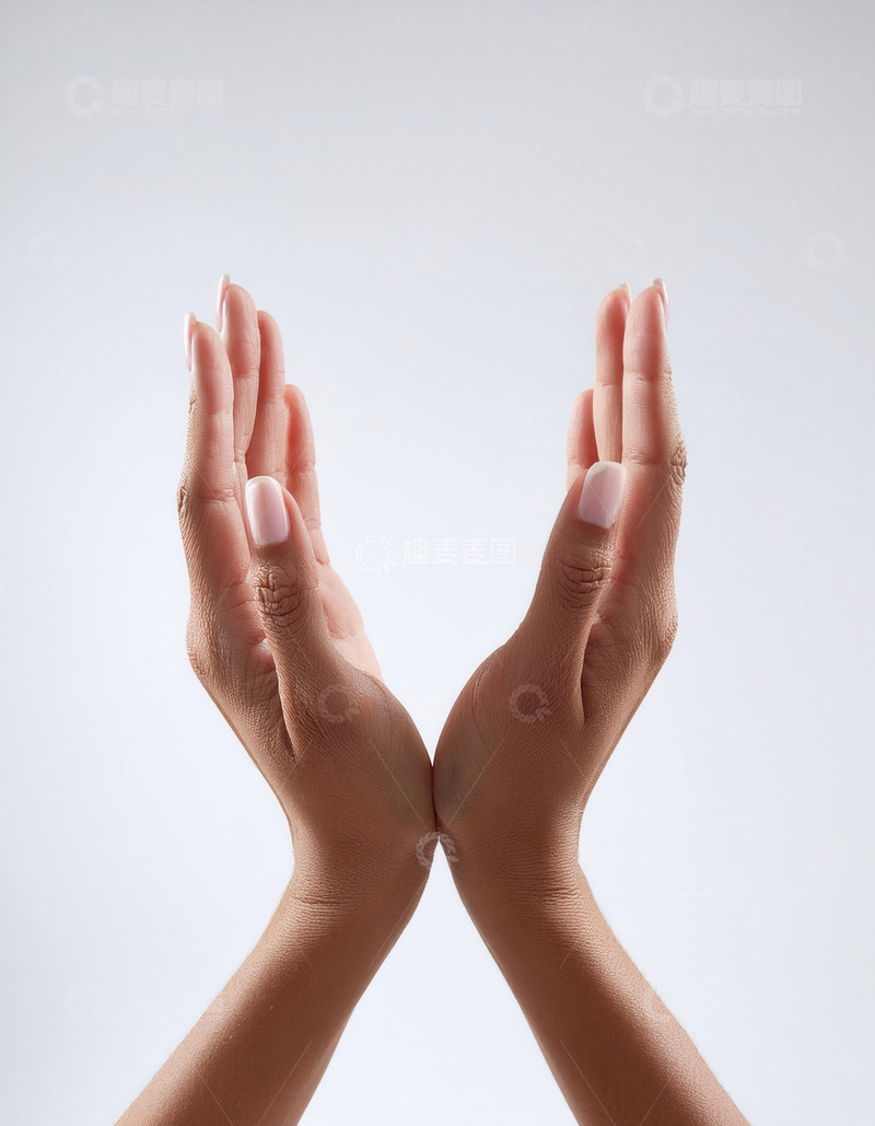 高清大图下载【趣麦麦图】双手掌心向上对称的优雅手势