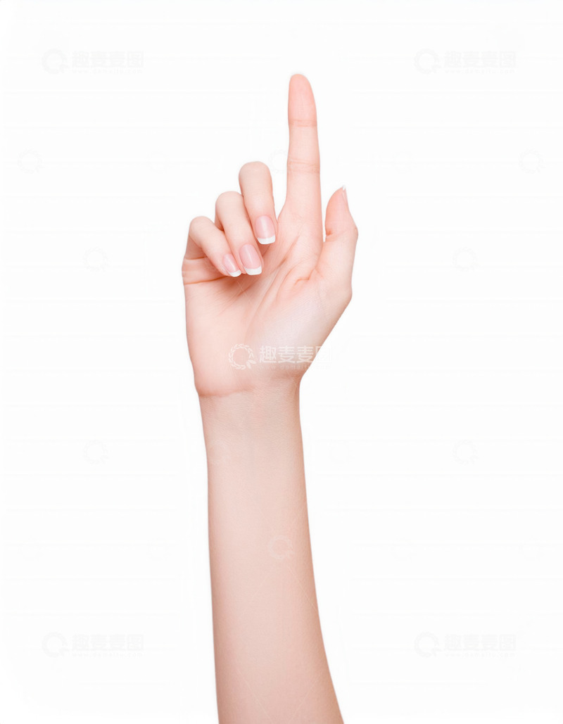 高清大图下载【趣麦麦图】单手食指指向上方的手势画面