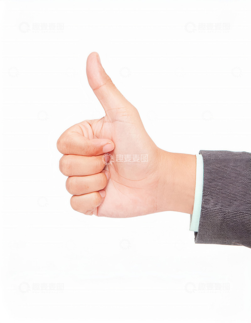高清大图下载【趣麦麦图】商务着装下竖起大拇指的手势