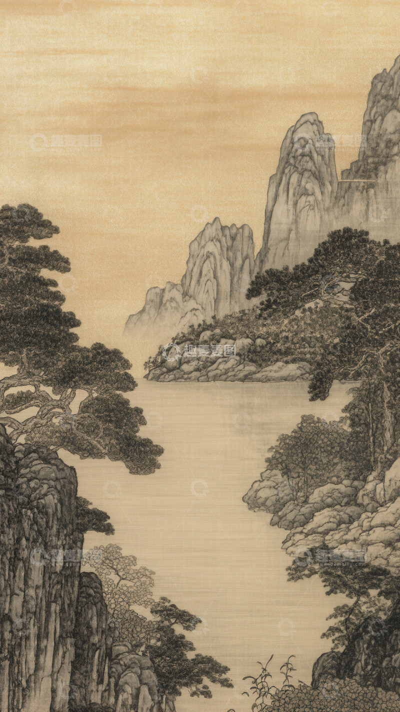 高清大图下载【趣麦麦图】古意山水间的清幽景致