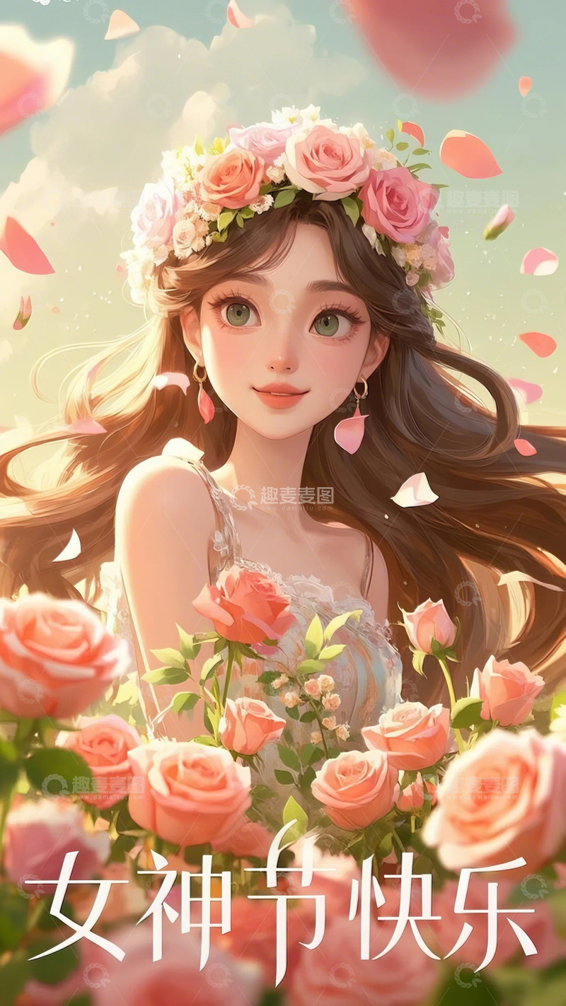 高清大图下载【趣麦麦图】女神节素材背景9