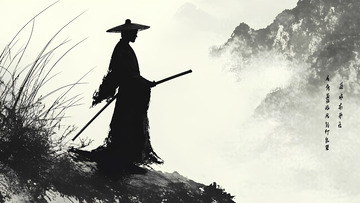 中国风水墨侠客风景画1