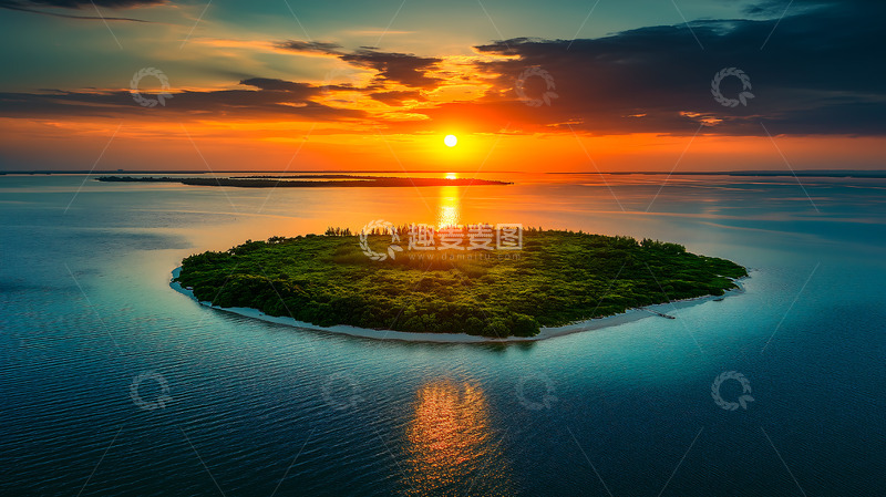 高清大图下载【趣麦麦图】海边海岛夕阳晚霞风光
