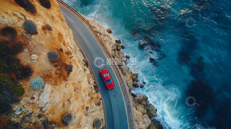 高清大图下载【趣麦麦图】航拍海边滨海公路