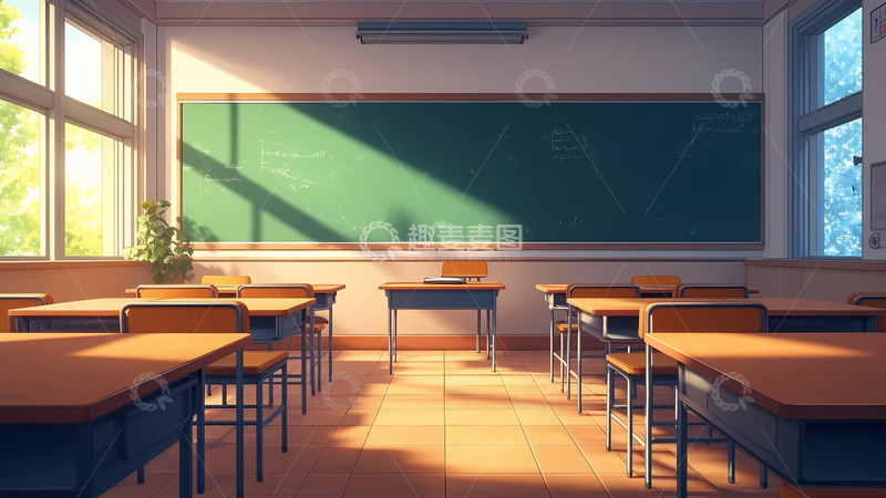 学校校园空无一人的教室插画1