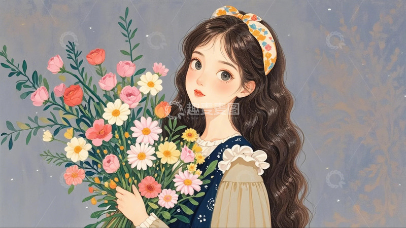 高清大图下载【趣麦麦图】女神节 妇女节 背景 图片 女孩  小清新