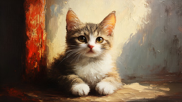油画风格猫咪插画