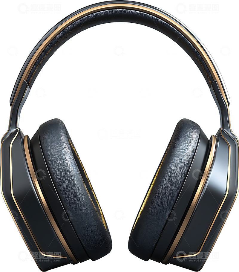 高清大图下载【趣麦麦图】黑金时尚简约耳机免抠元素1