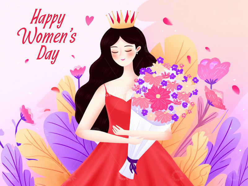 高清大图下载【趣麦麦图】三八女神节妇女节节日背景1
