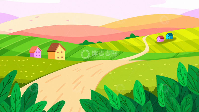 高清大图下载【趣麦麦图】春天绿色清新节气背景1