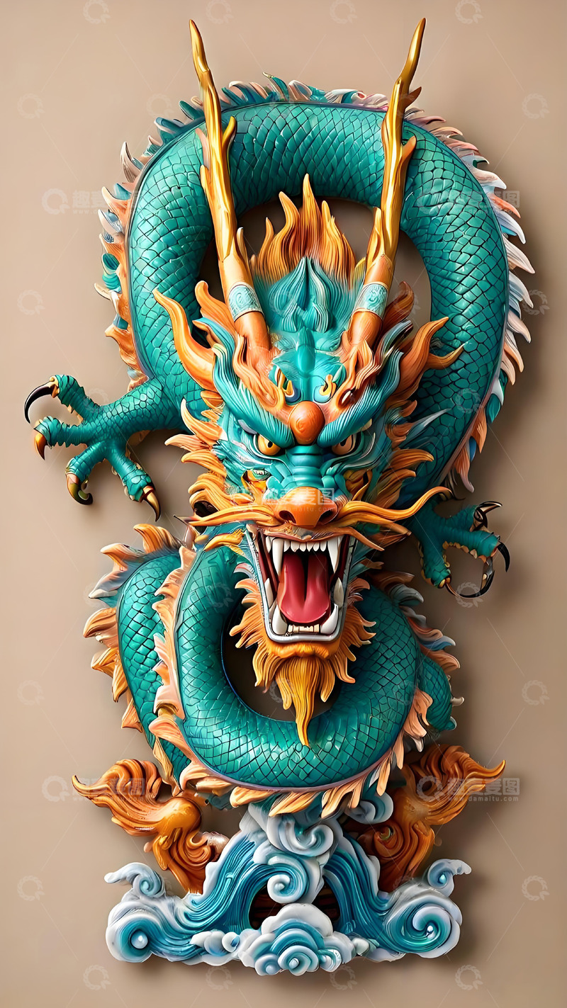 高清大图下载【趣麦麦图】中国风浮雕青龙