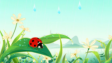 春天绿色小清新植物立春春分惊蛰雨水2